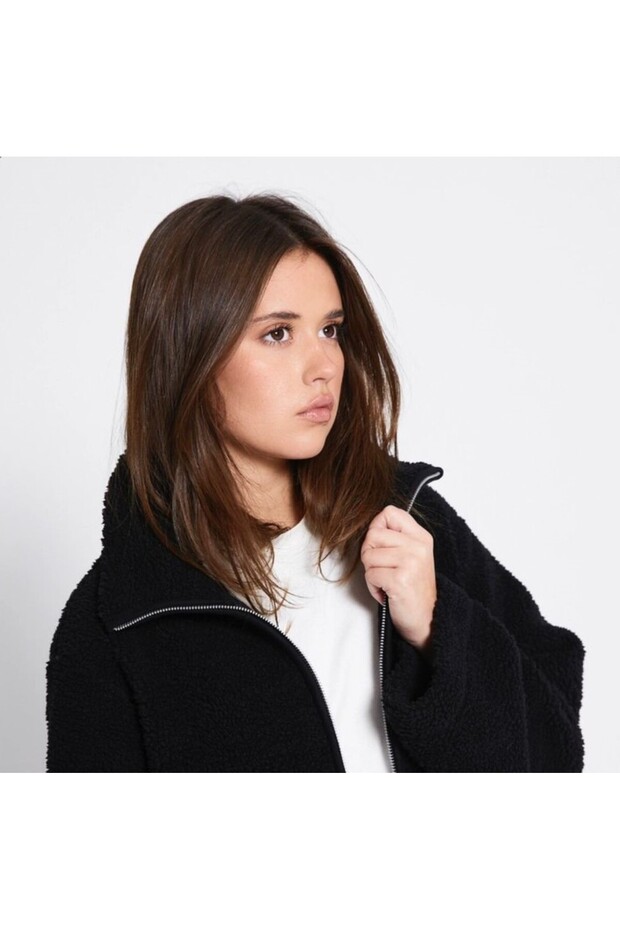 Siyah Peluş Ceket - 4