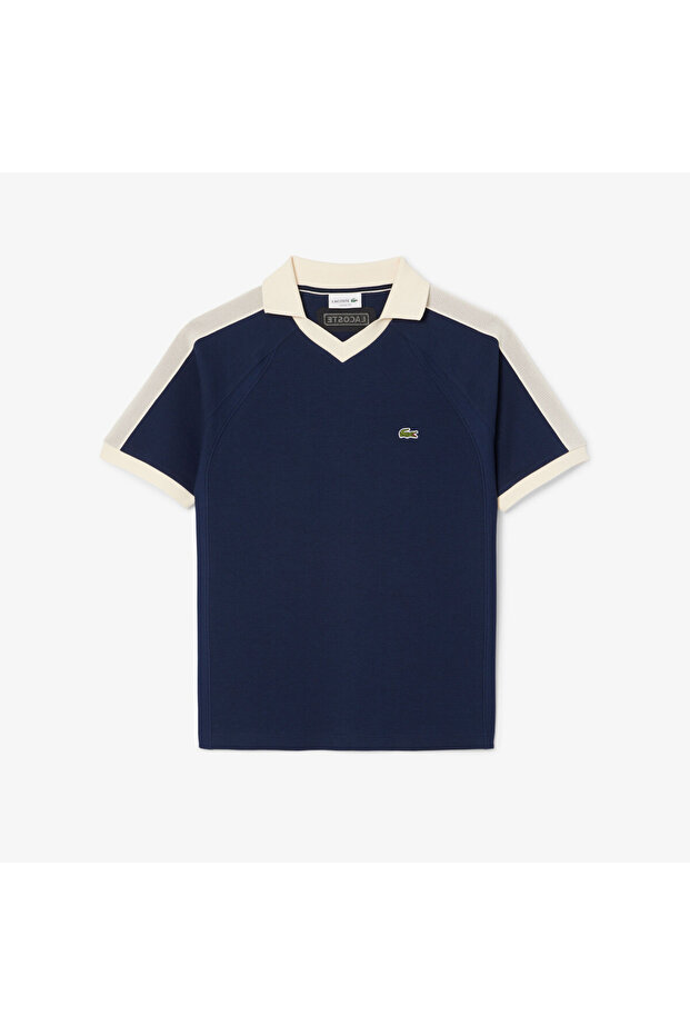Erkek Classic Fit Organik Pamuk Renk Bloklu Lacivert Polo - 4