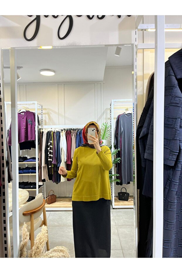 902 Basic Merserize Tunik Yağ Yeşili - 1