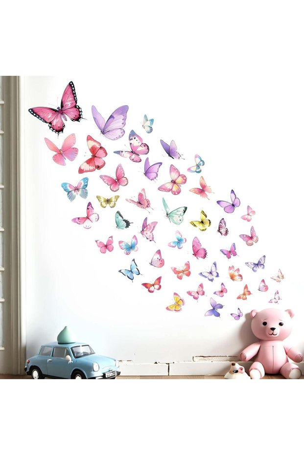 Butterfly Wall Stickers for Girls Bedroom - Peel and Stick Watercolor Butterflies