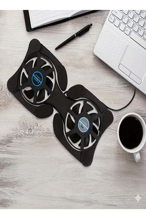 حامل مروحة تبريد صغير للكمبيوتر المحمول بمنفذ USB مع وسادة تبريد قابلة للطي ونظام عادم محمول