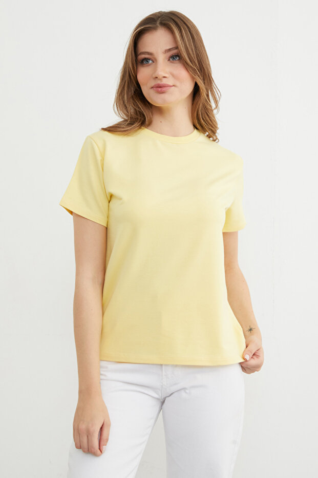 Basic Bisiklet Yaka Tişört - 6