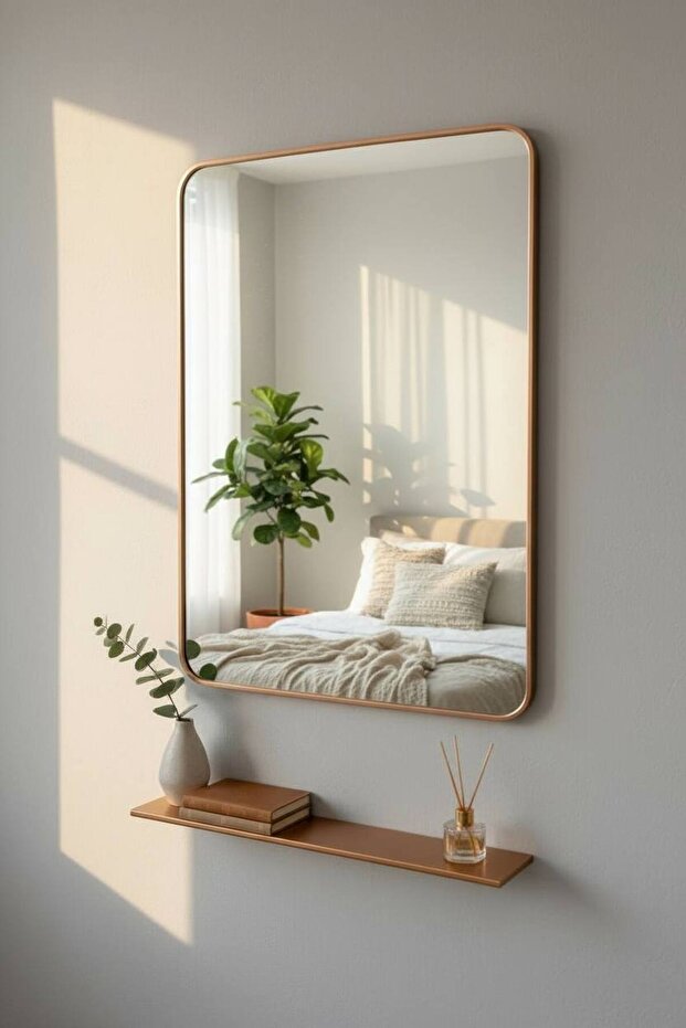 Rectangular mirror with shelf - 1