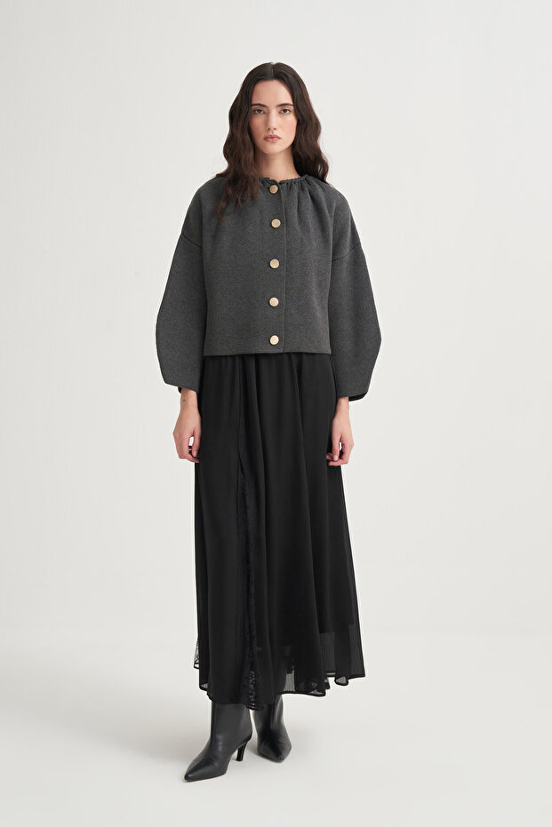 Büzgülü Çelik Örme Hırka - 2