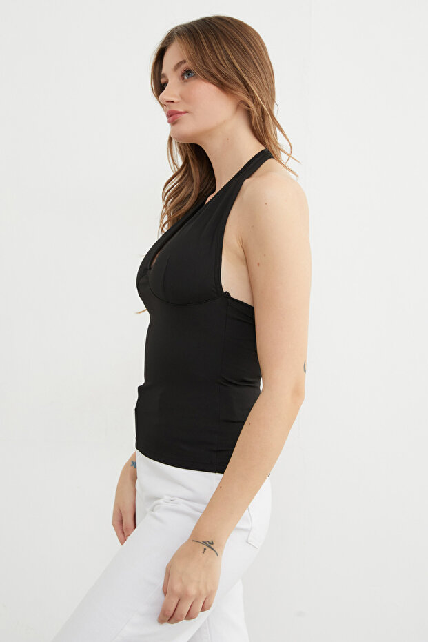 بلوزة مغطاة برباط حول الرقبة - 8