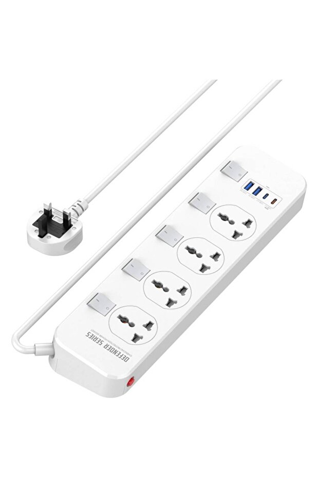 Extension Lead - 4 Universal Sockets & 4 USB Ports (1xUSB-C 20W PD, 2xUSB-A)