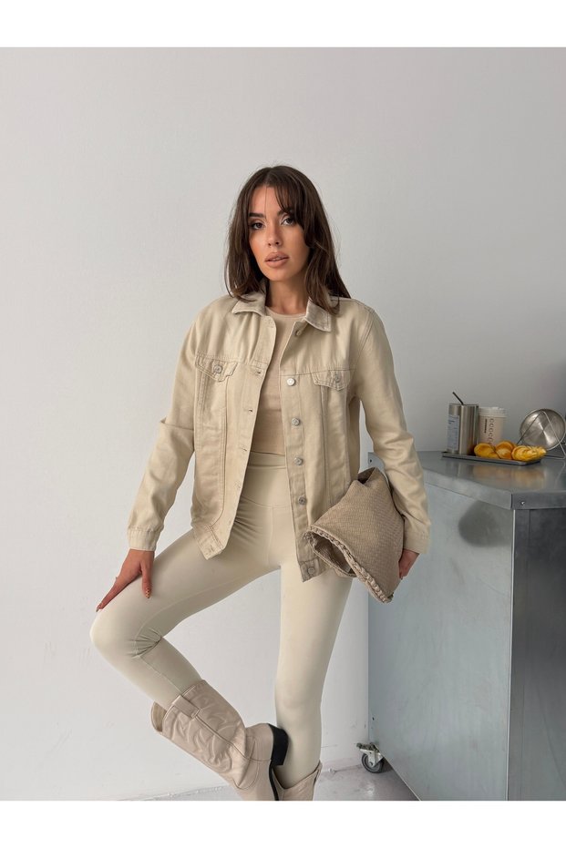 Women's Stone Linen Button Jacket