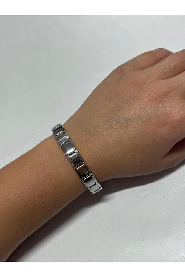 Melkady 913 - Steel Italian Charm Unengraved Nomination Bracelet
