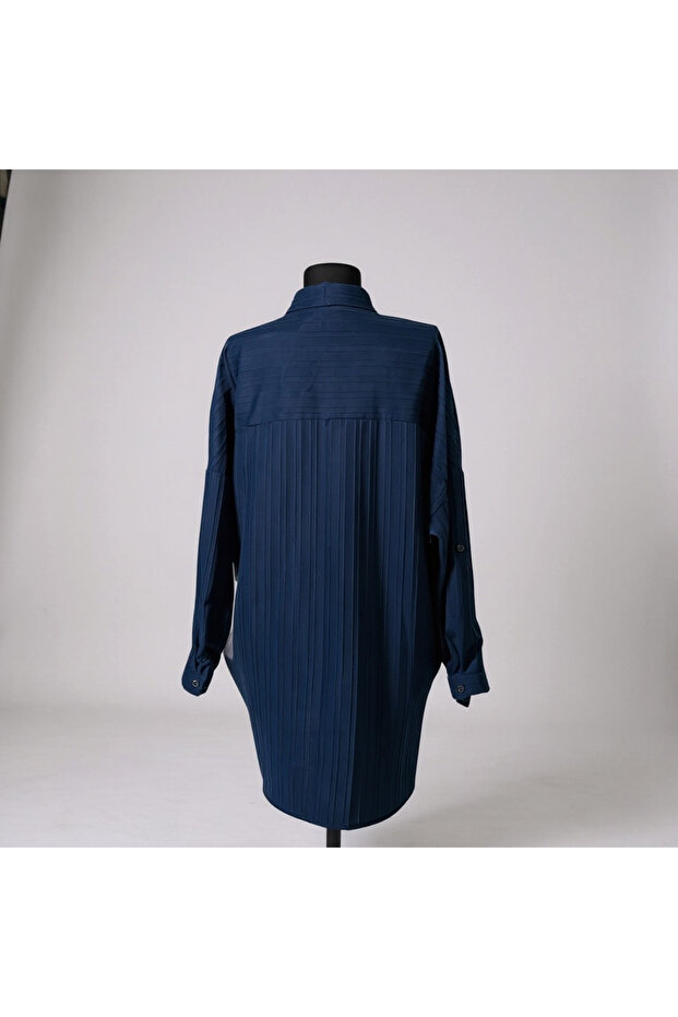 Oversize Lacivert Gömlek - 2