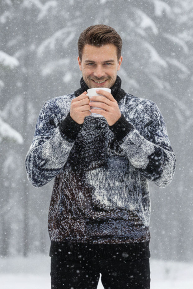 Pulover cu model pentru bărbați - 3