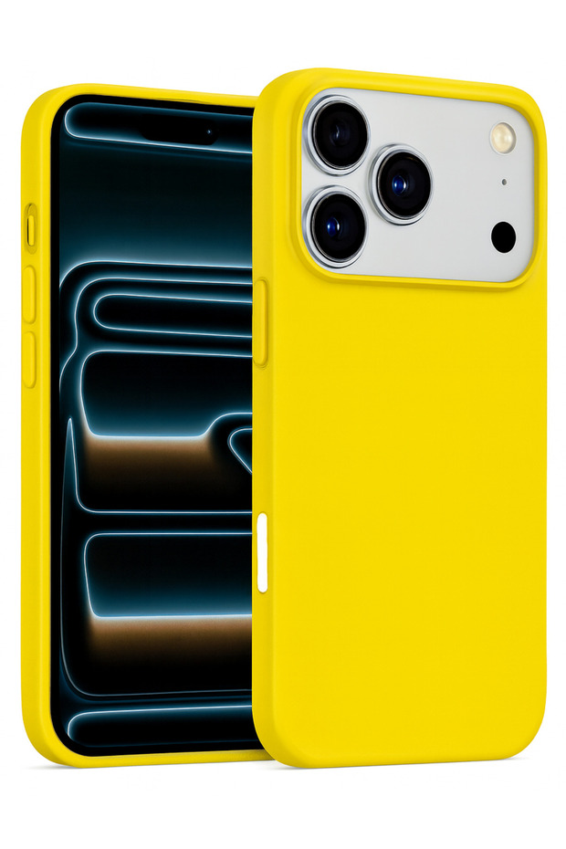 iPhone 17 Pro/18 Pro Case with Velvet Inside Screen and Camera Raised Launch Silicone Protective Cover Yellow
