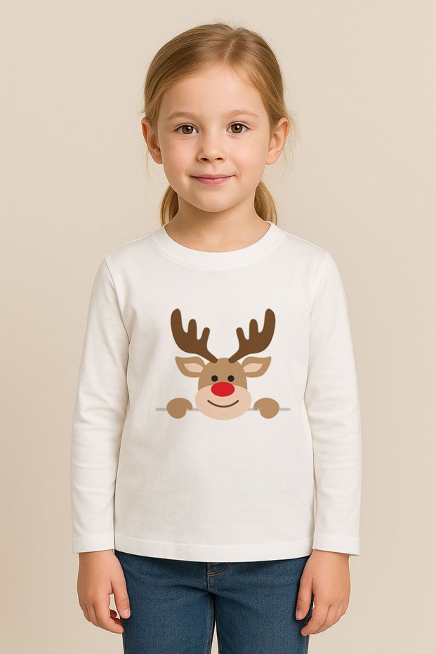 New Year New Year's Eve Santa Claus Christmas Printed Crew Neck Children's Long Sleeve T-Shirt Blouse