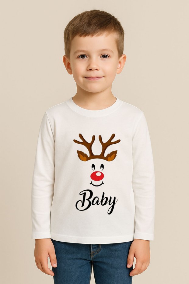 New Year New Year's Eve Santa Claus Christmas Printed Crew Neck Children's Long Sleeve T-Shirt Blouse