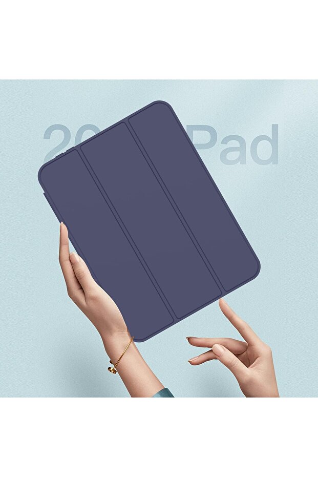 IPad Mini 7/6 Case, 8.3-Inch, Dark Blue with Pencil Holder, Trifold Stand, TPU Back