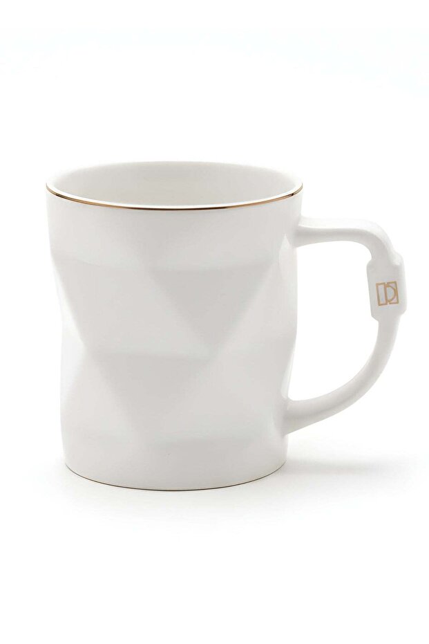 TechDot Ceramic Geometric Coffee Mug with Gold Rim (12oz)