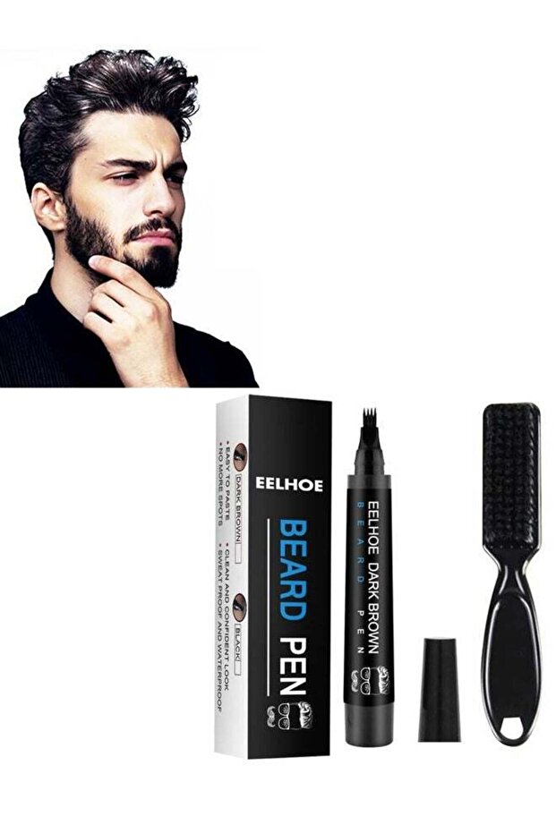 Beard Pencil Filler Kit - Waterproof Beard Filling Pen and Brush, Long-Lasting Natural Look (