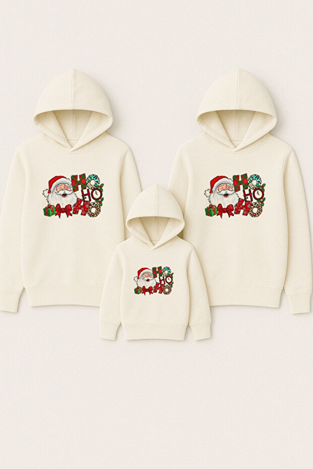 New Year Santa Claus Christmas Printed Mother Father Child Combination Hooded Sweatshirt