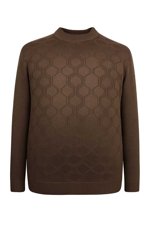 Plus Size Half Fisherman Pattern Knitwear Sweater