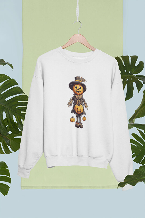 Halloween Printed Cotton Long Sleeve 3 Thread Sha Fleece-Lined Nisex Sweatshirt