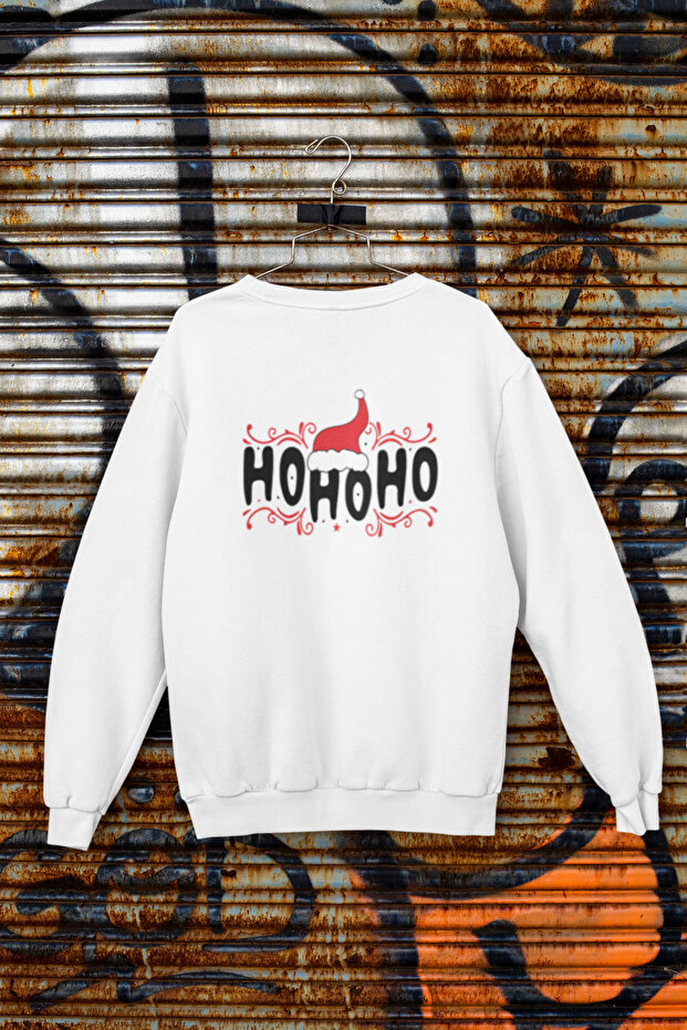 Ho Ho Ho Printed Cotton Long Sleeve 3 Yarn Sha Fleece-Lined Nisex Sweatshirt