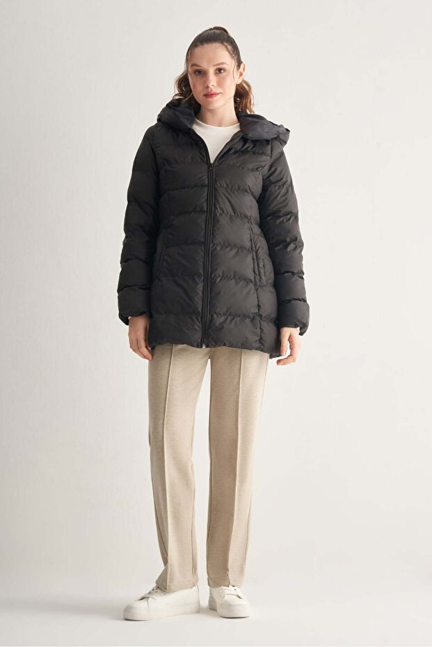 Kapüşonlu Uzun Mont - 1