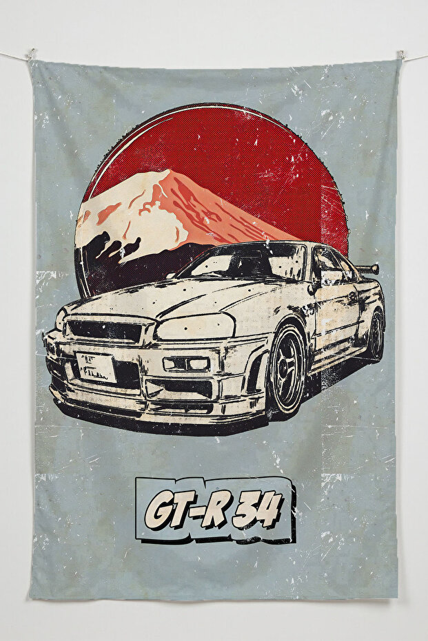 Gamer Wall Covering – Car Themed, High-Quality Fabric, Tapestry Wall Carpet