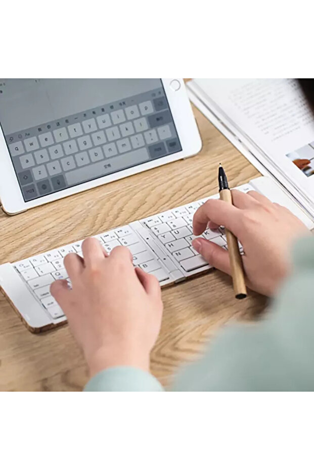 Foldable Bluetooth keyboard, cork model, Gonga® White - 5