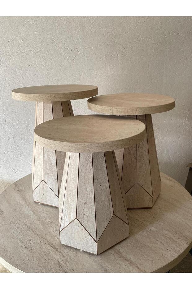 TRAVERTEN 3 LÜ MANTAR SEHPA - 4