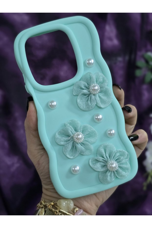Tecno Spark 20 Pro Compatible Water Green Pearl & Tulle Floral Stylish Phone Case
