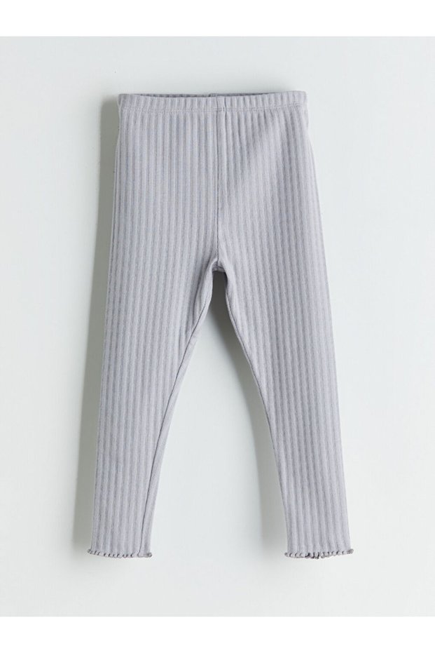 Vizyon New Season Gray Baby Girl Leggings with Elastic Waist