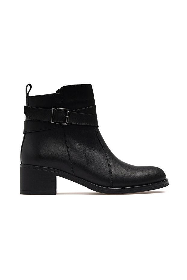 Women's genuine leather heeled daily boots 25k d25kb-1670 z black