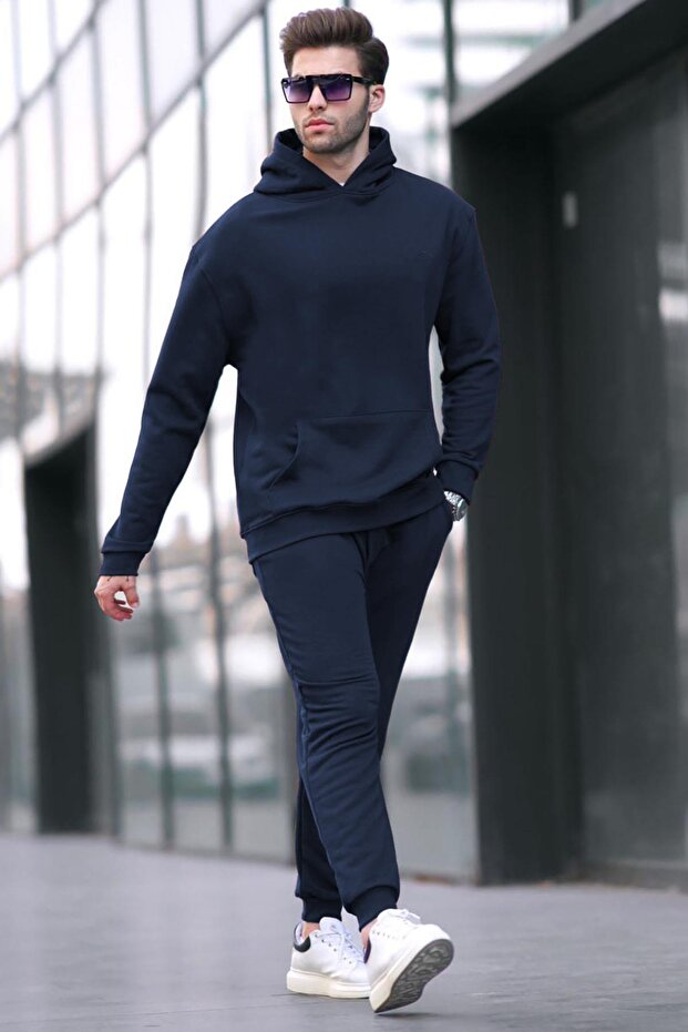 Set de trening bleumarin cu glugă basic 5928 - 1