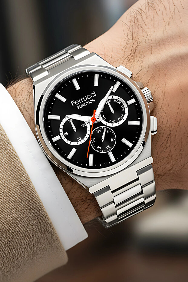 Function Men's Wristwatch Steel Case & Steel Band Silver-Black Zmfer216