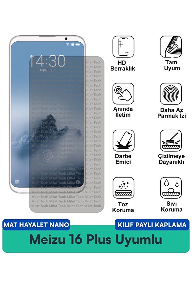 حافظة Meizu 16 Plus Matte Ghost Nano متوافقة مع واقي الشاشة وحماية الخصوصية ومتينة