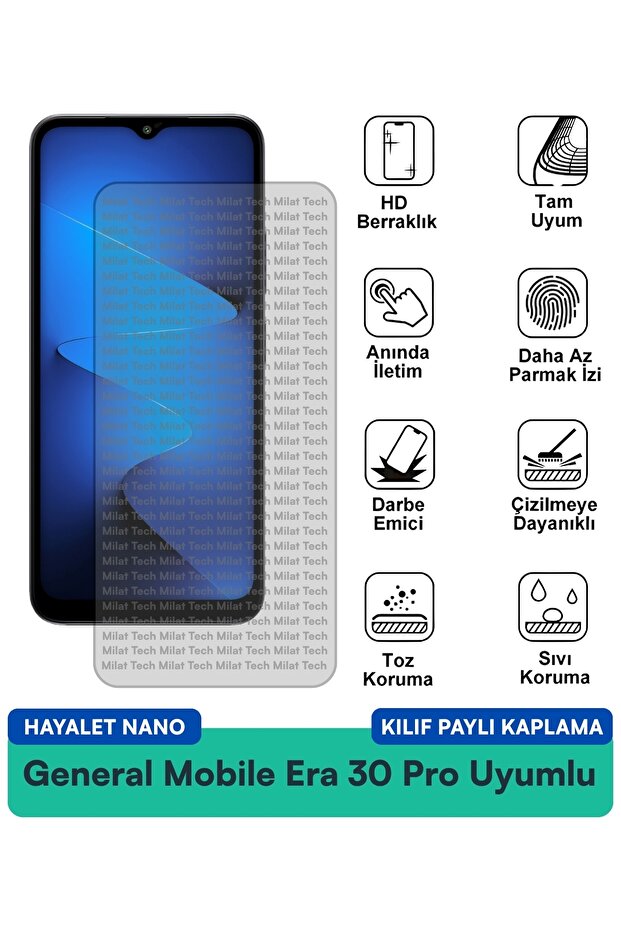 حافظة نانو Ghost متوافقة مع حافظة General Mobile Era 30 Pro، طبقة حماية متينة لحماية الخصوصية