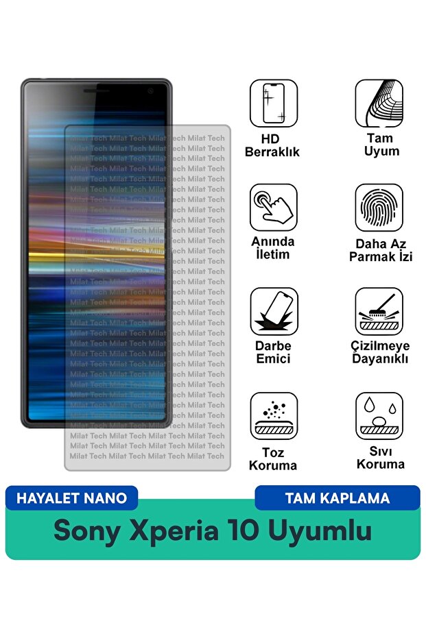 طبقة حماية للشاشة من سوني Xperia 10 Ghost Nano مقاومة للخدوش ومضادة لبصمات الأصابع