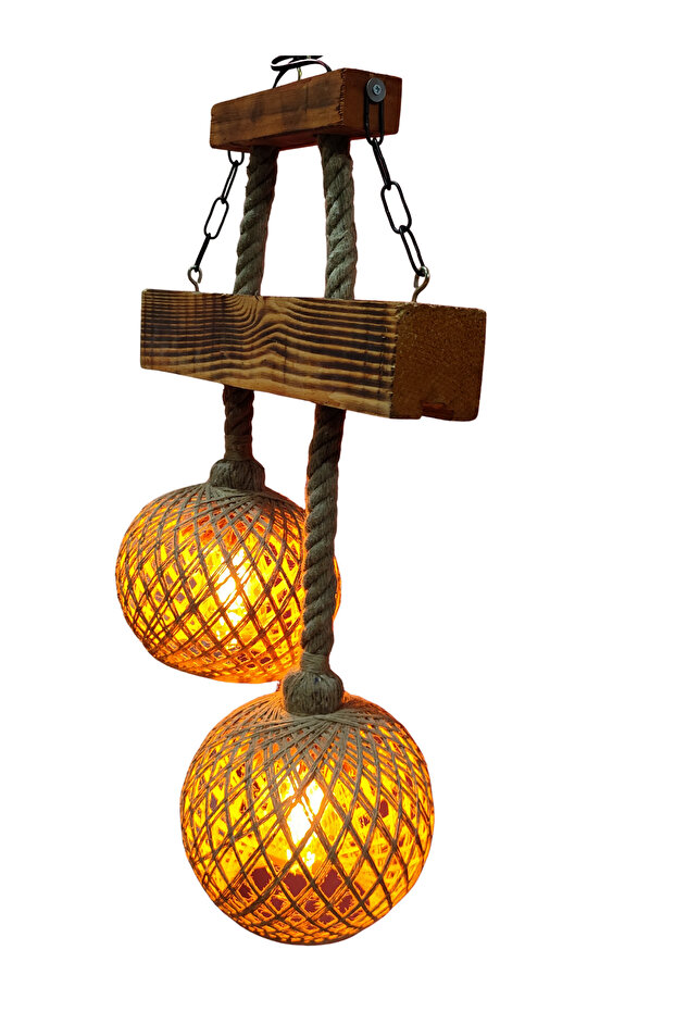 Eskitme Ahşap Avize - 4