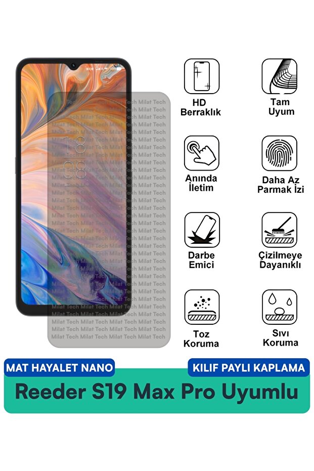 غطاء حماية Reeder S19 Max Pro Mat Ghost Nano متوافق مع فيلم حماية الشاشة، مقاوم للبقع ويقلل الانعكاس