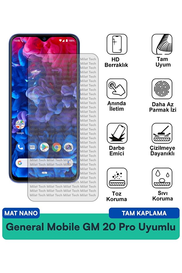 فيلم حماية الشاشة جنرال موبايل GM 20 Pro مات نانو مقاوم للخدوش والصدمات