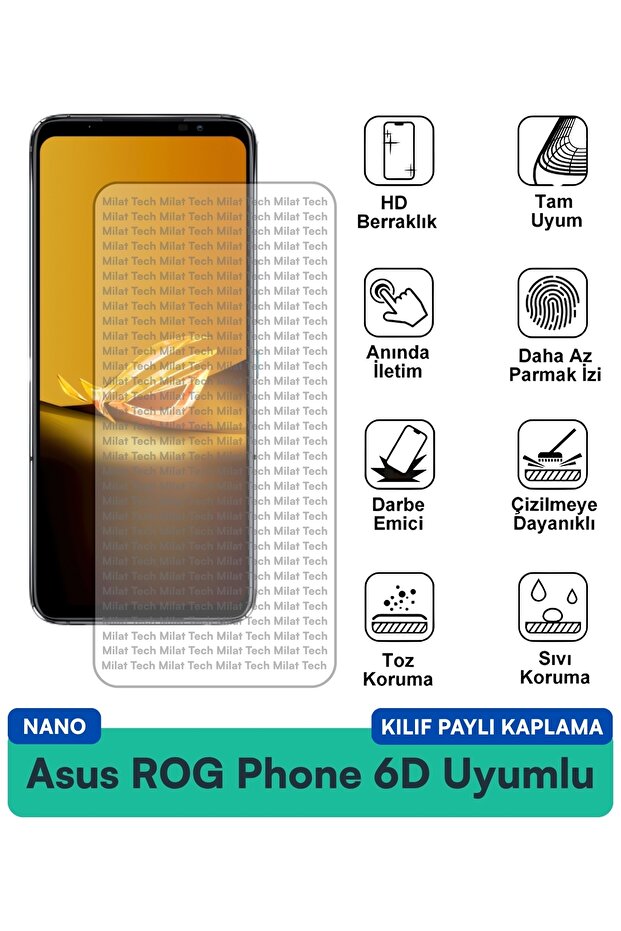 حافظة Asus ROG Phone 6 Pro Nano متوافقة مع طبقة حماية الشاشة، حماية من الصدمات، مقاومة للخدش، رفيعة