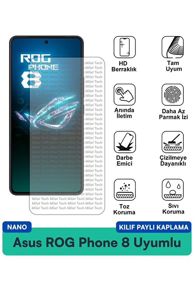 حافظة Asus ROG Phone 7 Ultimate Nano متوافقة مع طبقة حماية الشاشة، هيكل مرن رقيق، مقاوم للخدش، مقاوم للبقع