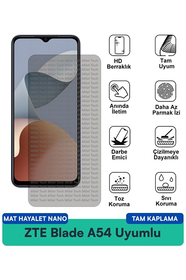 ZTE Blade A54 Matte Ghost Nano Film لحماية الشاشة بتصميم غير لامع يقلل من الانعكاس