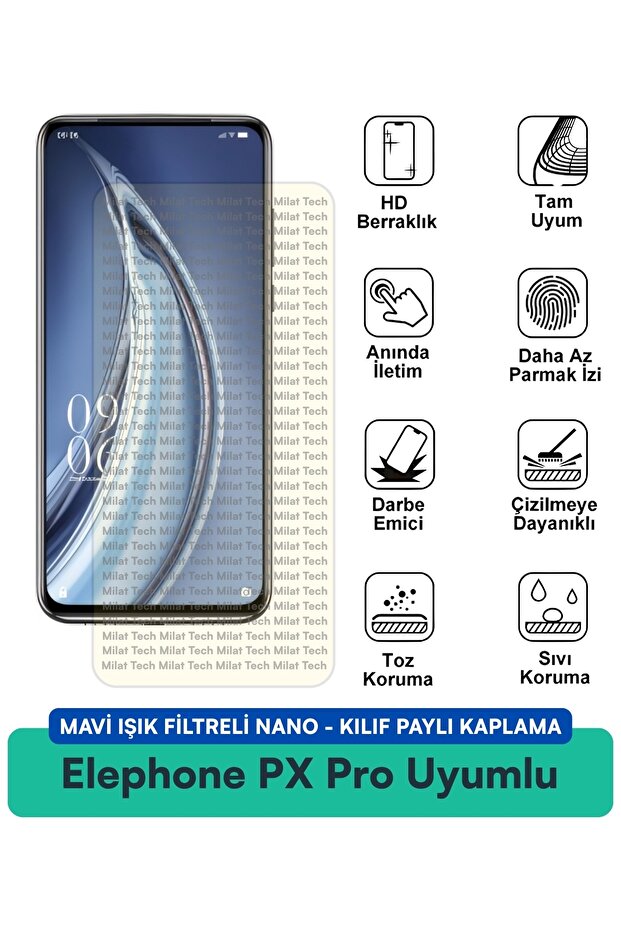 حافظة نانو من Elephone PX Pro مع فلتر الضوء الأزرق، طبقة حماية للشاشة متوافقة مع الشاشة، مقاومة للخدش والصدمات
