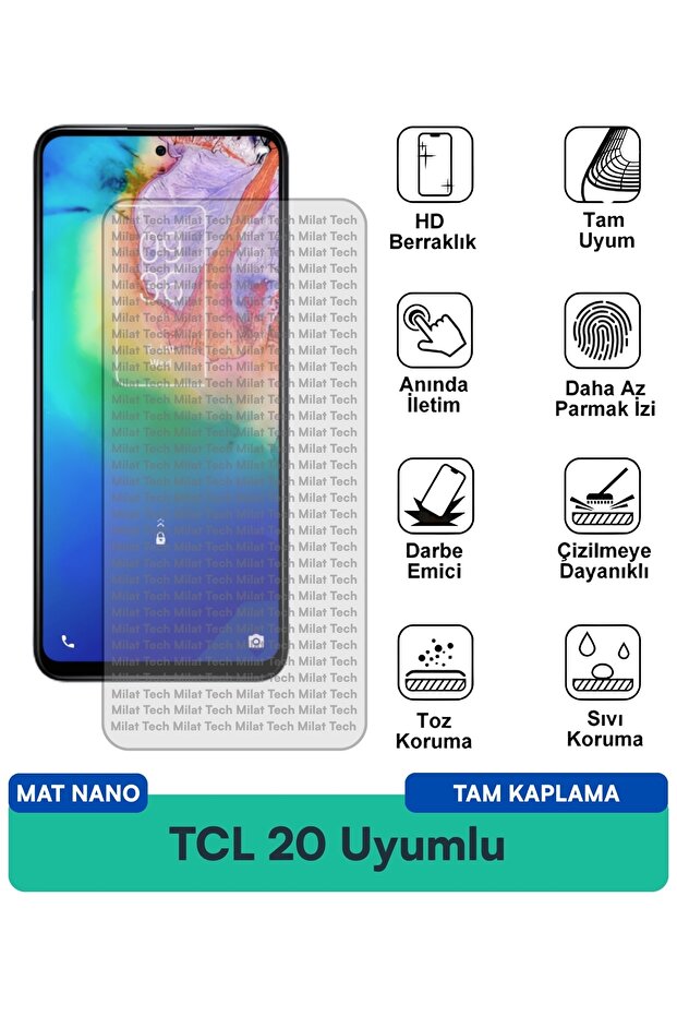 فيلم حماية الشاشة TCL 20 Mat Nano يقلل من الانعكاس ولا يترك بصمات الأصابع