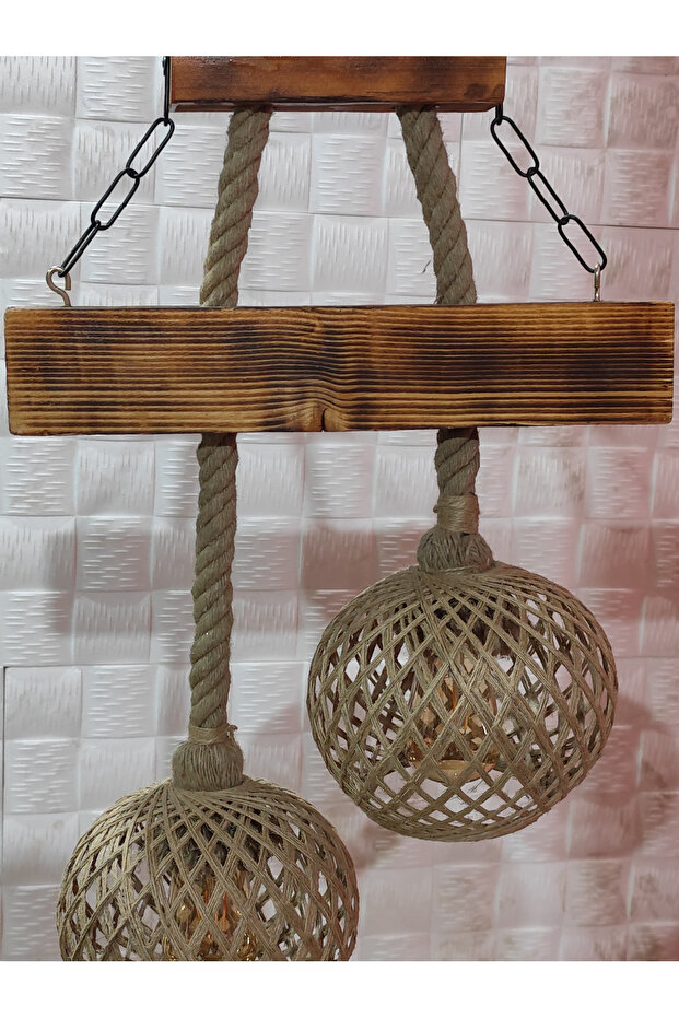 Eskitme Ahşap Avize - 5