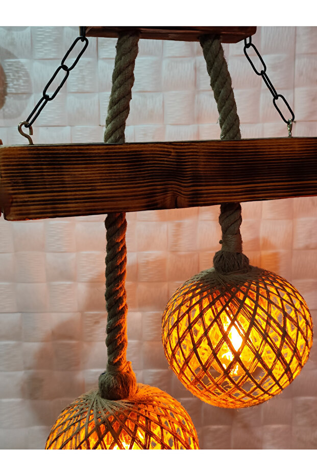 Eskitme Ahşap Avize - 3