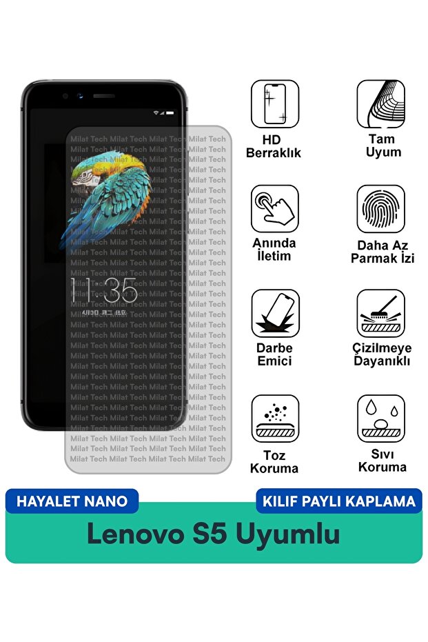 حافظة Lenovo S5 Ghost Nano متوافقة مع طبقة حماية مقاومة للبقع وحماية للخصوصية ومتينة