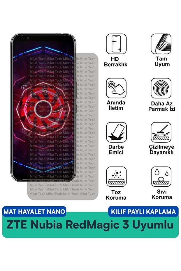 Zte Nubia Redmagic 3 Matte Ghost Nano Case Compatible Screen Protection Film Scratch-Resistant