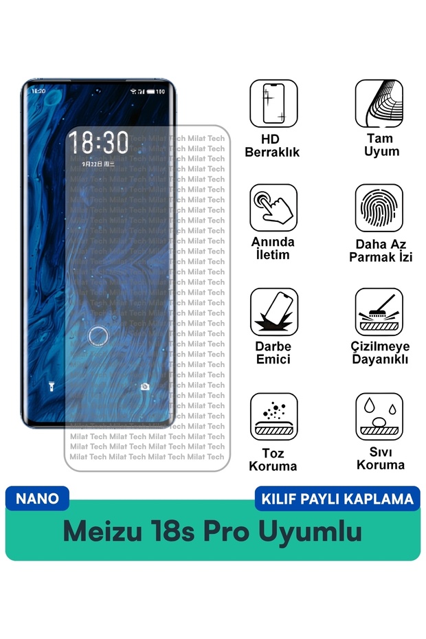حافظة Meizu 18s Pro Nano متوافقة مع طبقة حماية الشاشة ومقاومة لبصمات الأصابع وحساسية اللمس
