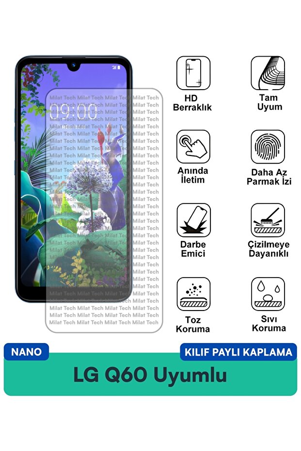 Lg q60 nano case compatible screen protection film touch sensitivity high flexible structure
